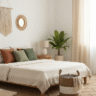 Panier de rangement en matière naturelle idéal pour salle de bain ou salon.