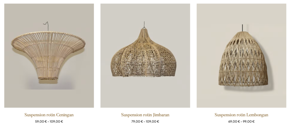 Suspensions bohèmes chic en rotin.