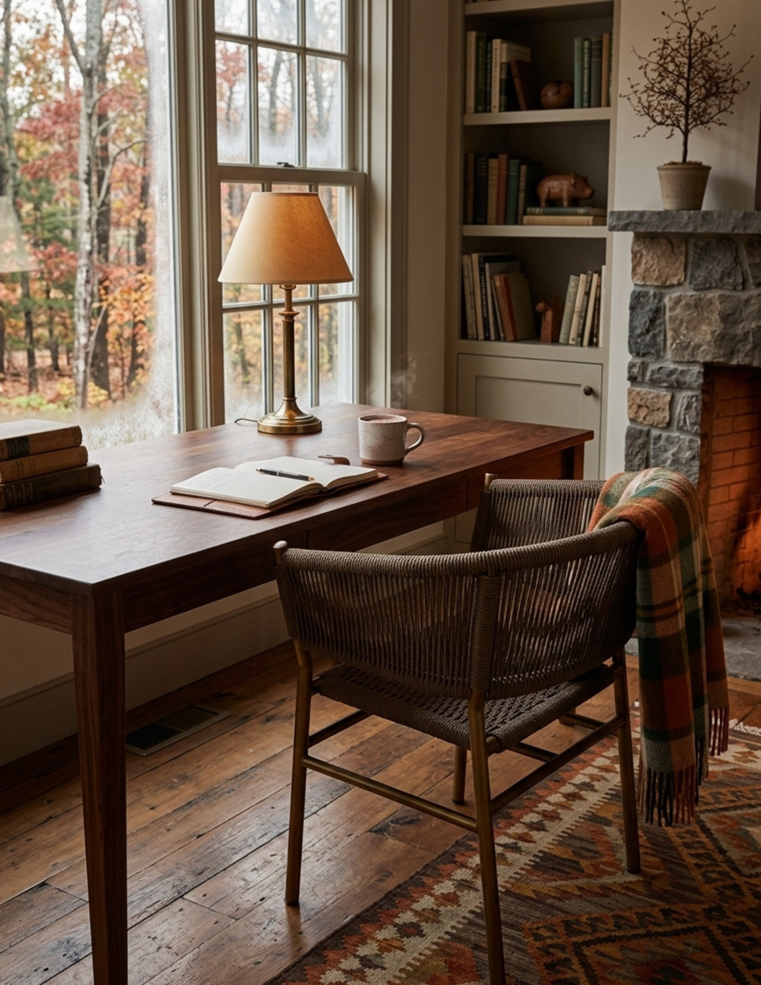 Chaise de salle à manger design avec assise tressée et dossier arrondi